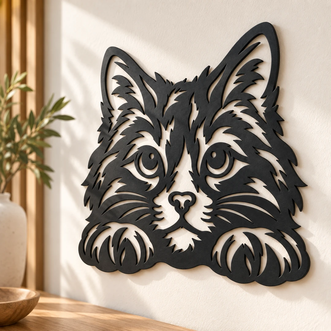 Décoration murale Chat noire, vue en perspective