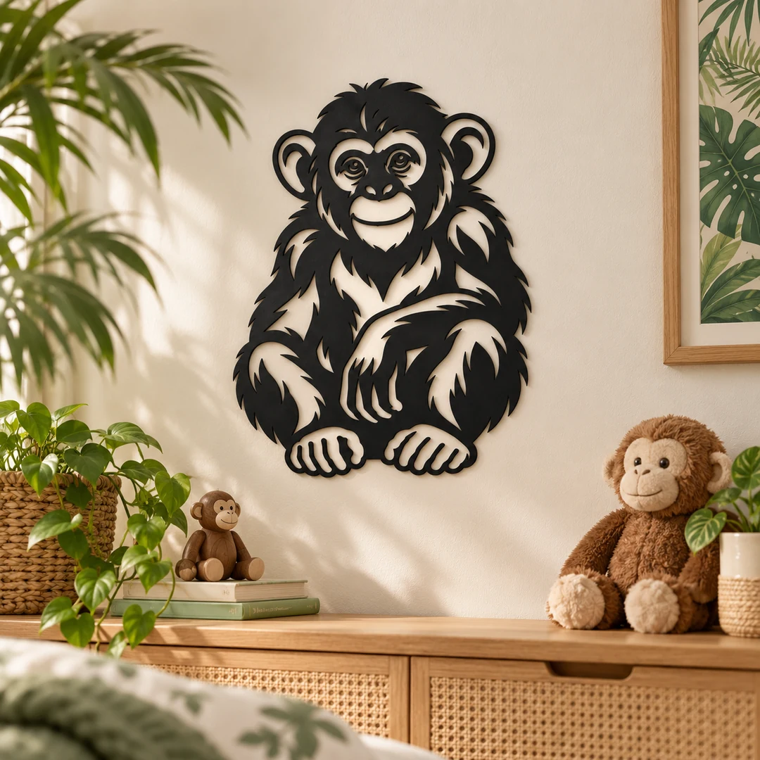 Décoration murale Chimpanzé noire de 23 cm dans une chambre d’enfant