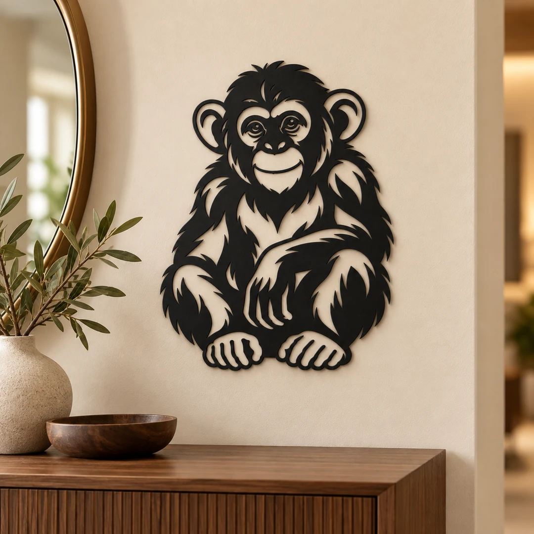 Décoration murale Chimpanzé noire de 23 cm dans une entrée élégante