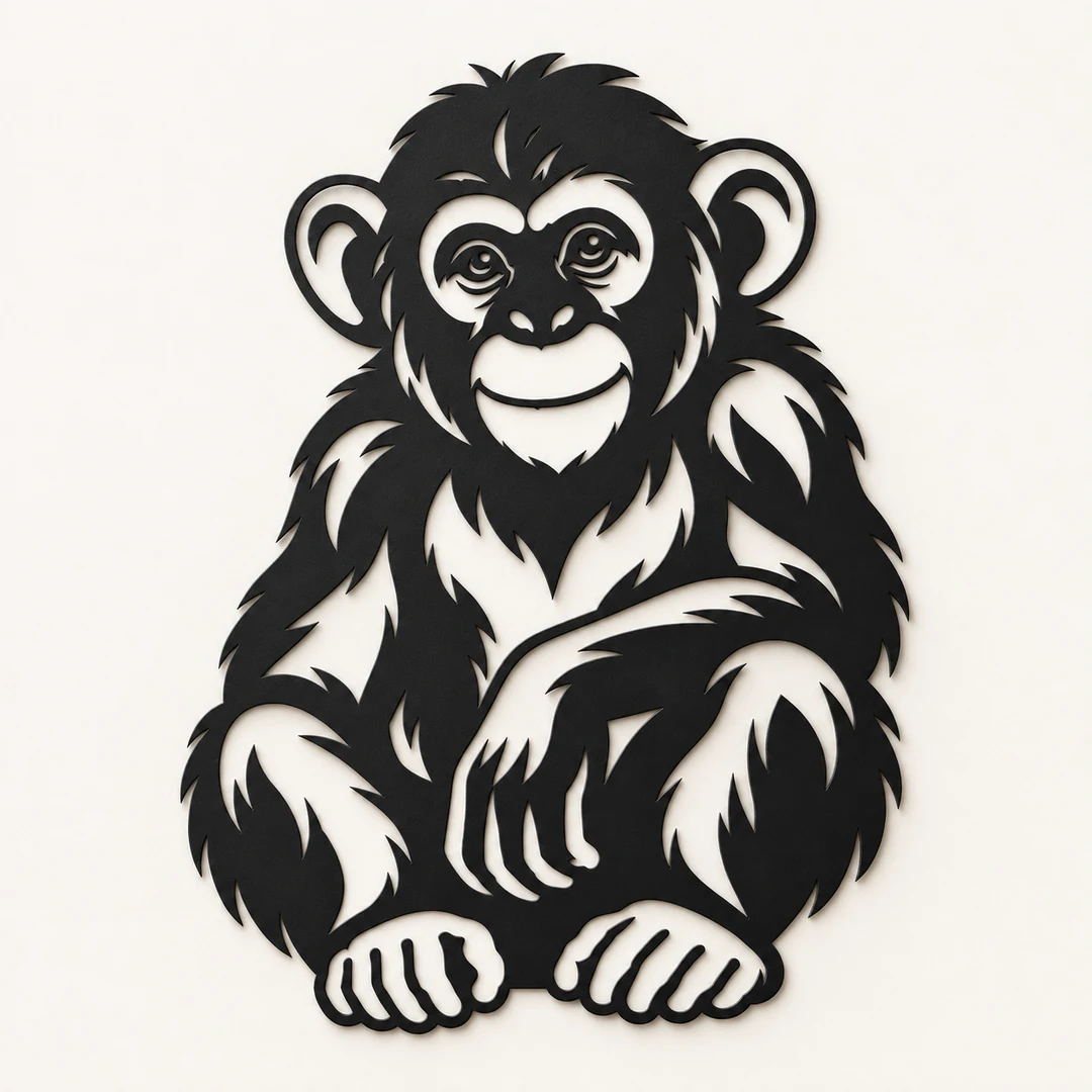 Décoration murale Chimpanzé noire WallArt2D, vue principale