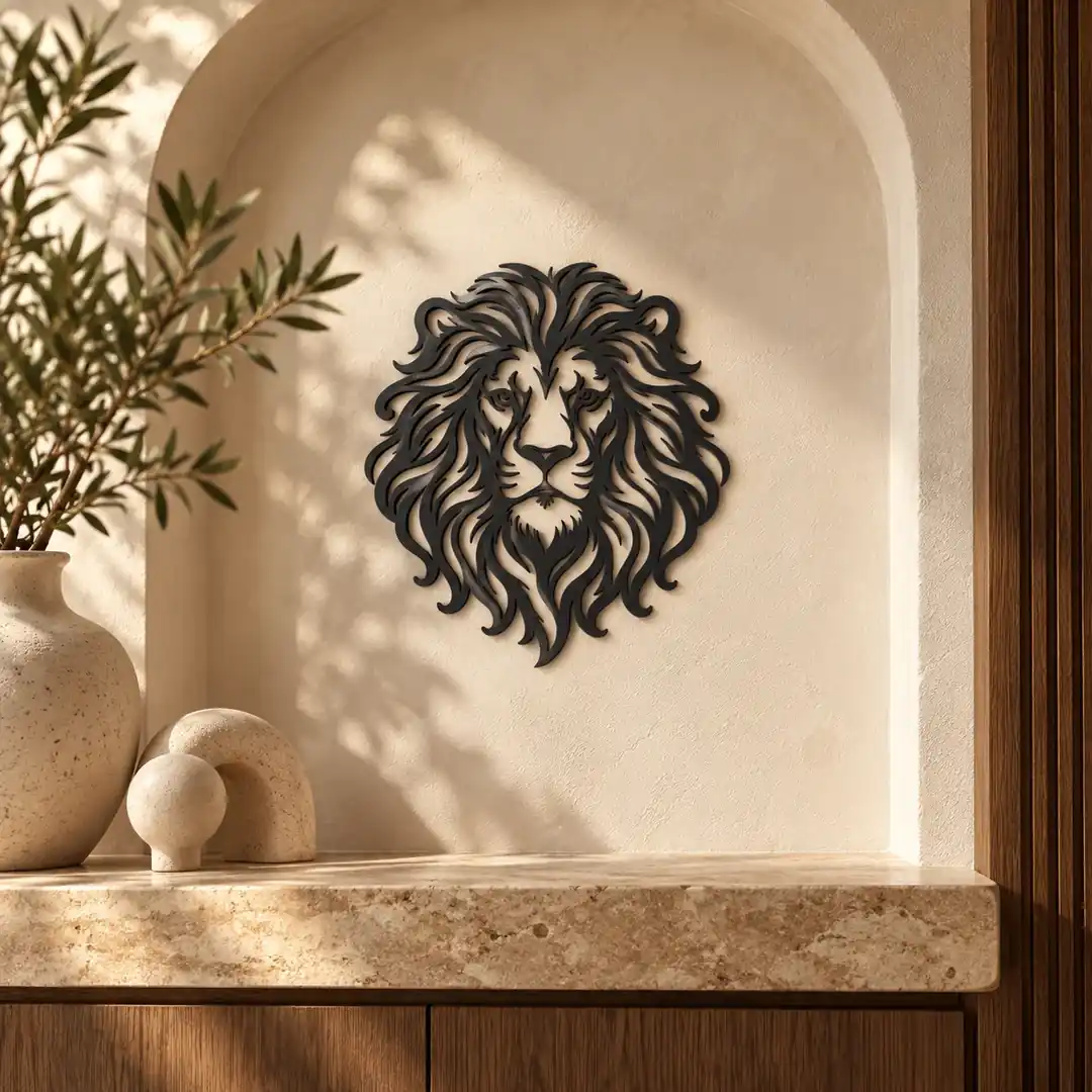 Exemple de décoration murale Lion noir dans un intérieur contemporain