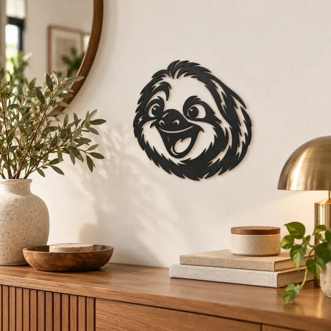 Décoration murale Paresseux noire de 23 cm en situation pour référence d’échelle