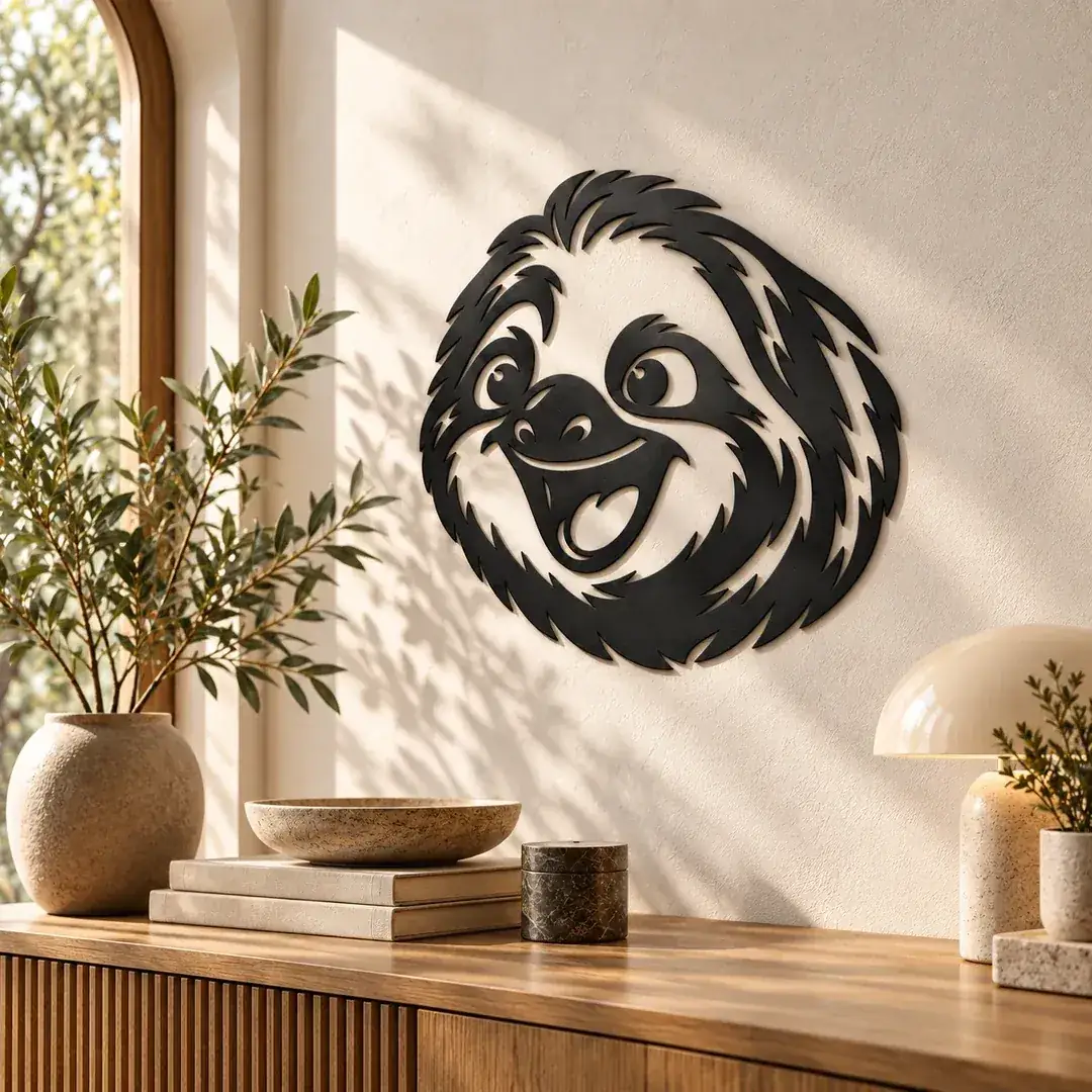 Décoration murale Paresseux noire de 23 cm dans un intérieur haut de gamme