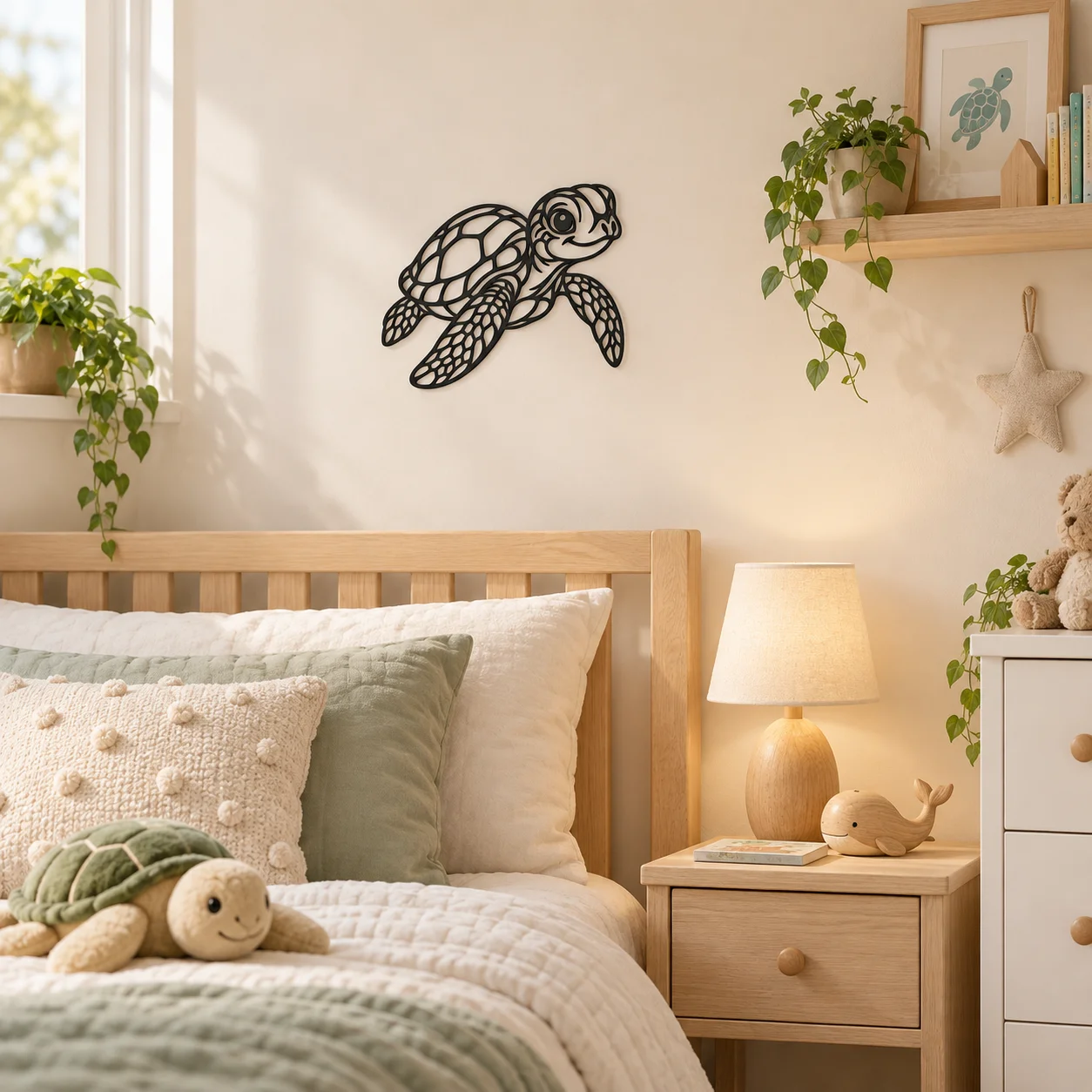 Décoration murale Tortue noire en situation sur un mur