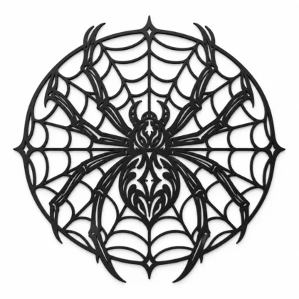 Décoration murale araignée gothique sur toile en plastique noir mat, 23 cm, fond blanc