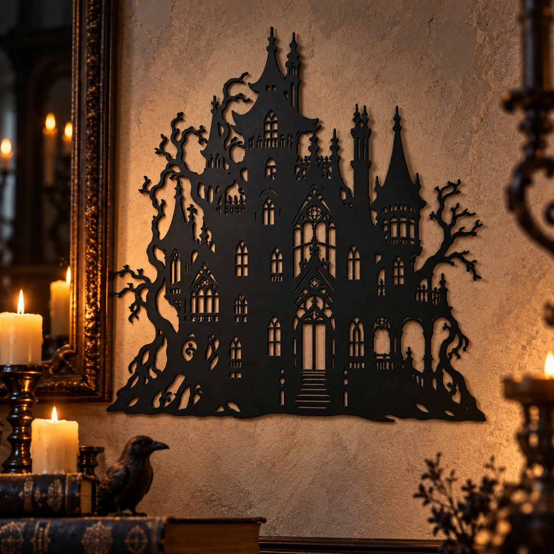 Décoration murale manoir hanté, ambiance gothique