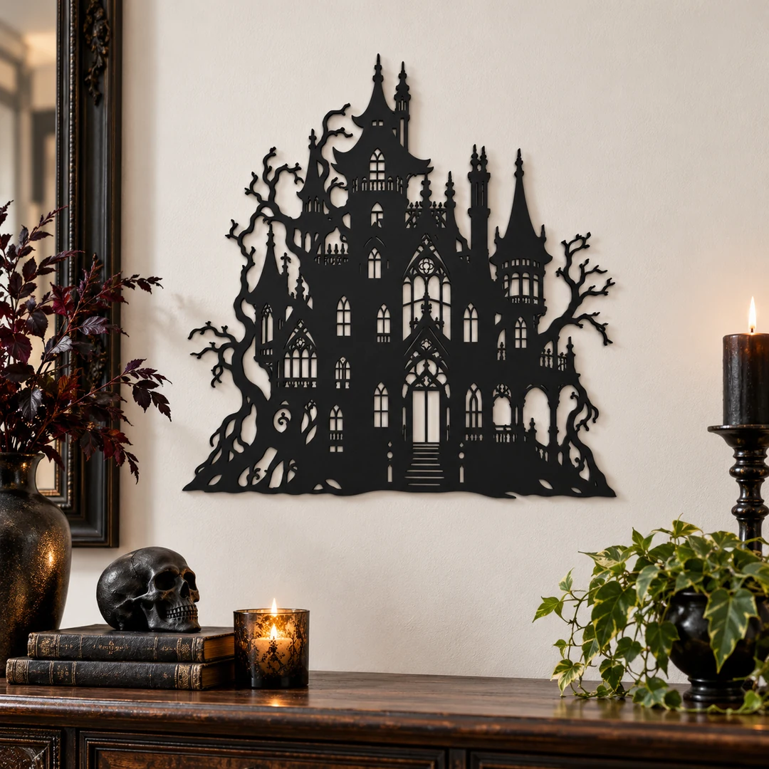 Décoration murale manoir hanté dans un intérieur élégant
