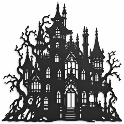 Décoration murale manoir hanté noir, vue principale du motif