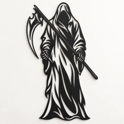 Décoration murale faucheur et sa faux, vue principale en noir