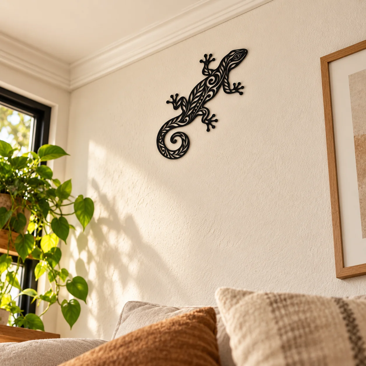 Décoration murale Salamandre noire de 23 cm en mise en situation extérieure abritée