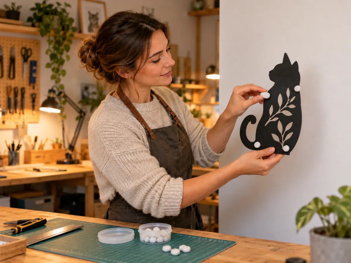 Démonstration de la pâte à fixe au dos d'une décoration légère