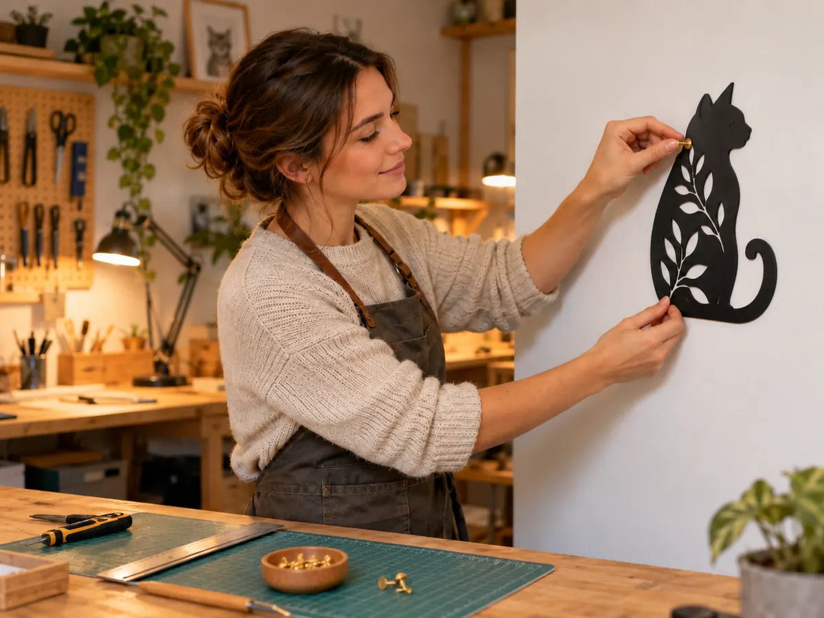 Fixation d'une silhouette décorative au moyen d'une punaise