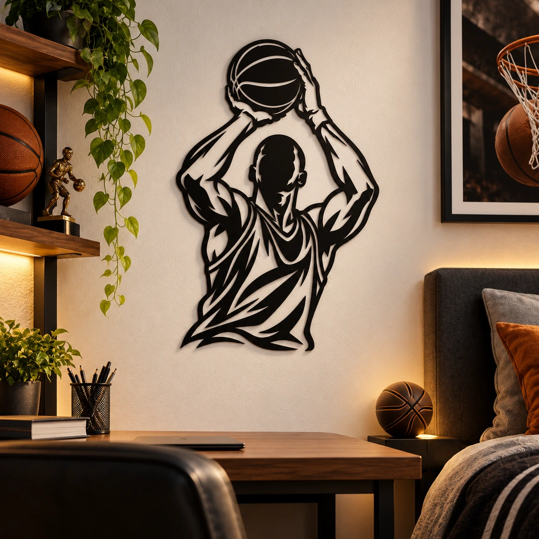 Décoration murale WallArt2D Le shoot décisif dans une chambre sur le thème du basket