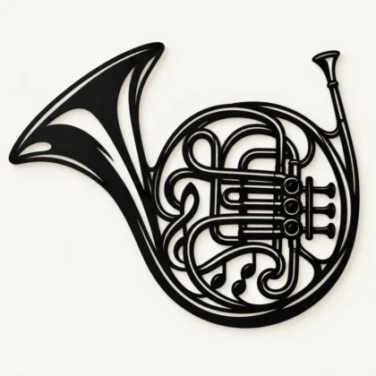 Décoration murale cor d’harmonie noire WallArt2D, motif musical en relief, vue principale