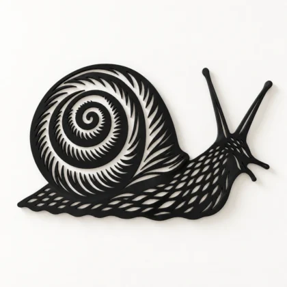 Décoration murale escargot noir mat ajouré avec coquille en spirale, vue principale