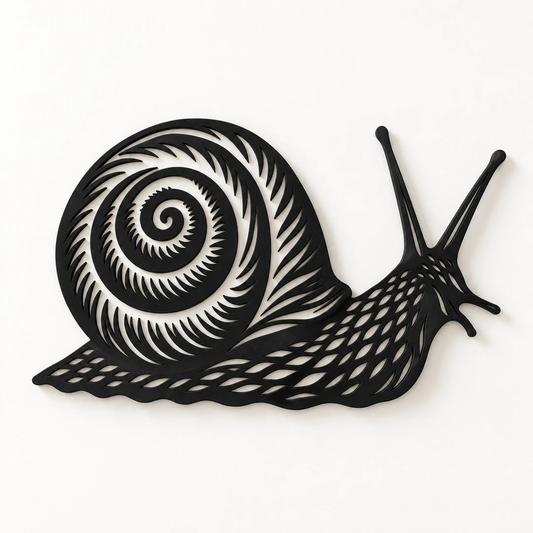 Décoration murale escargot noir mat ajouré avec coquille en spirale, vue principale