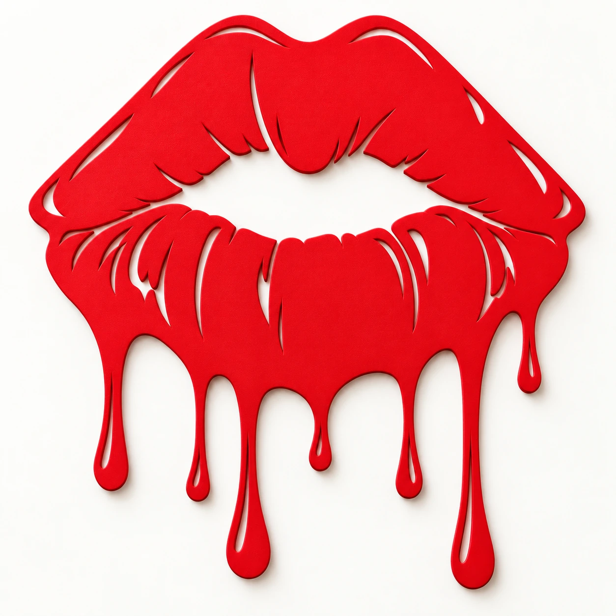 Décoration murale lèvres coulantes rouges, version rouge Le baiser pop