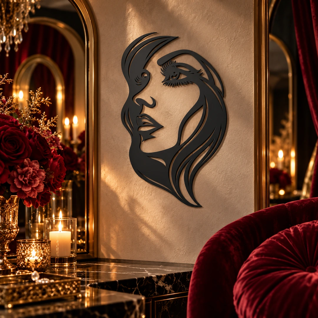 Décoration murale portrait de femme dans un intérieur baroque chic